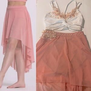 WEISSMAN Dance solo Costume lyrical 2 piece peach mesh skirt  S13087 SA/MA adult